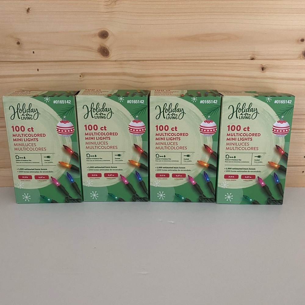 HOLIDAY LIVING Mini Lights Lot of 4 NEW 100 Count Multicolored Festive Decor